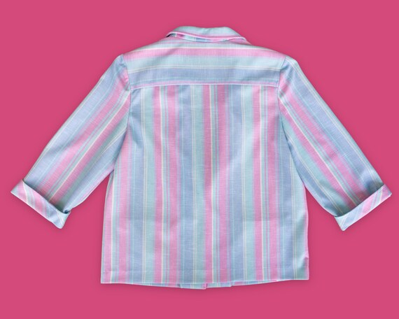 80s Vintage Pastel Colored Blazer with Vertical S… - image 6