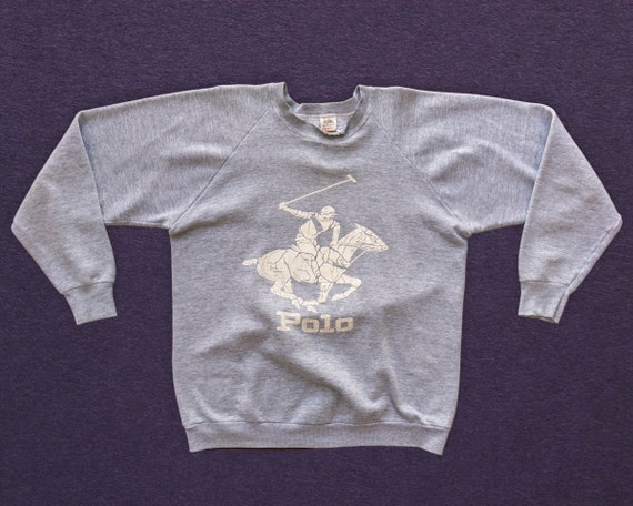 Vintage Polo Ralph Lauren Sweatshirt Gray XL | Pa… - image 2