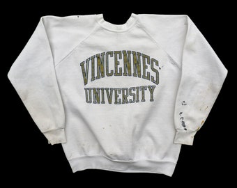 80s Vintage Vincennes University Sweatshirt | Paint Splatter Sweatshirt | Vincennes Sweatshirt | College Sweatshirt