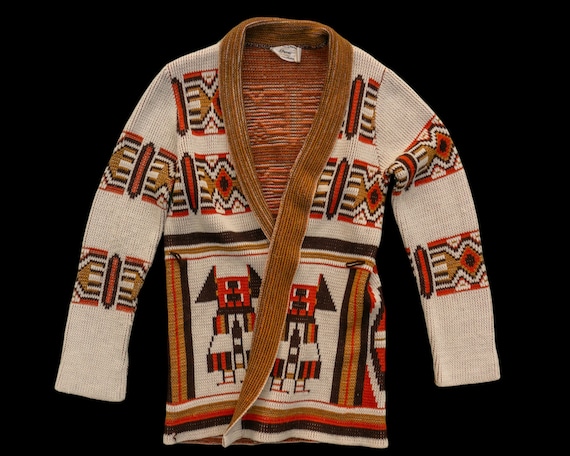 60s Vintage Southwestern Cardigan Sweater - Sweat… - image 2