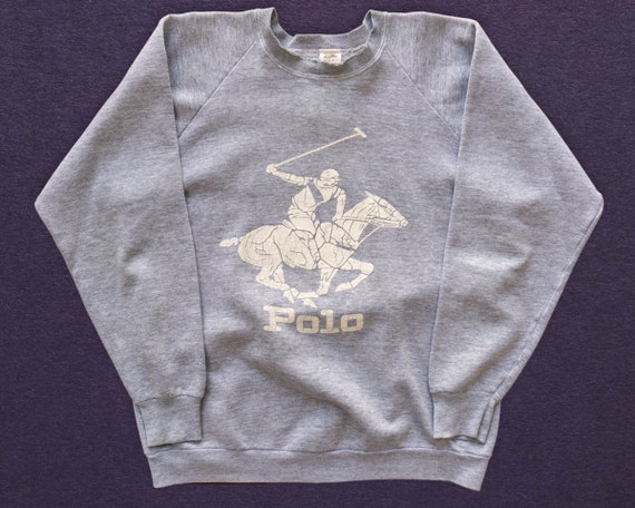 Vintage Polo Ralph Lauren Sweatshirt Gray XL | Pa… - image 1