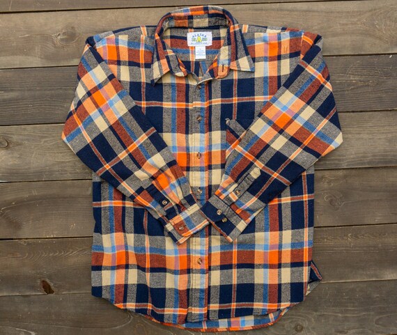 80s Flannel Shirt for Men Orange 