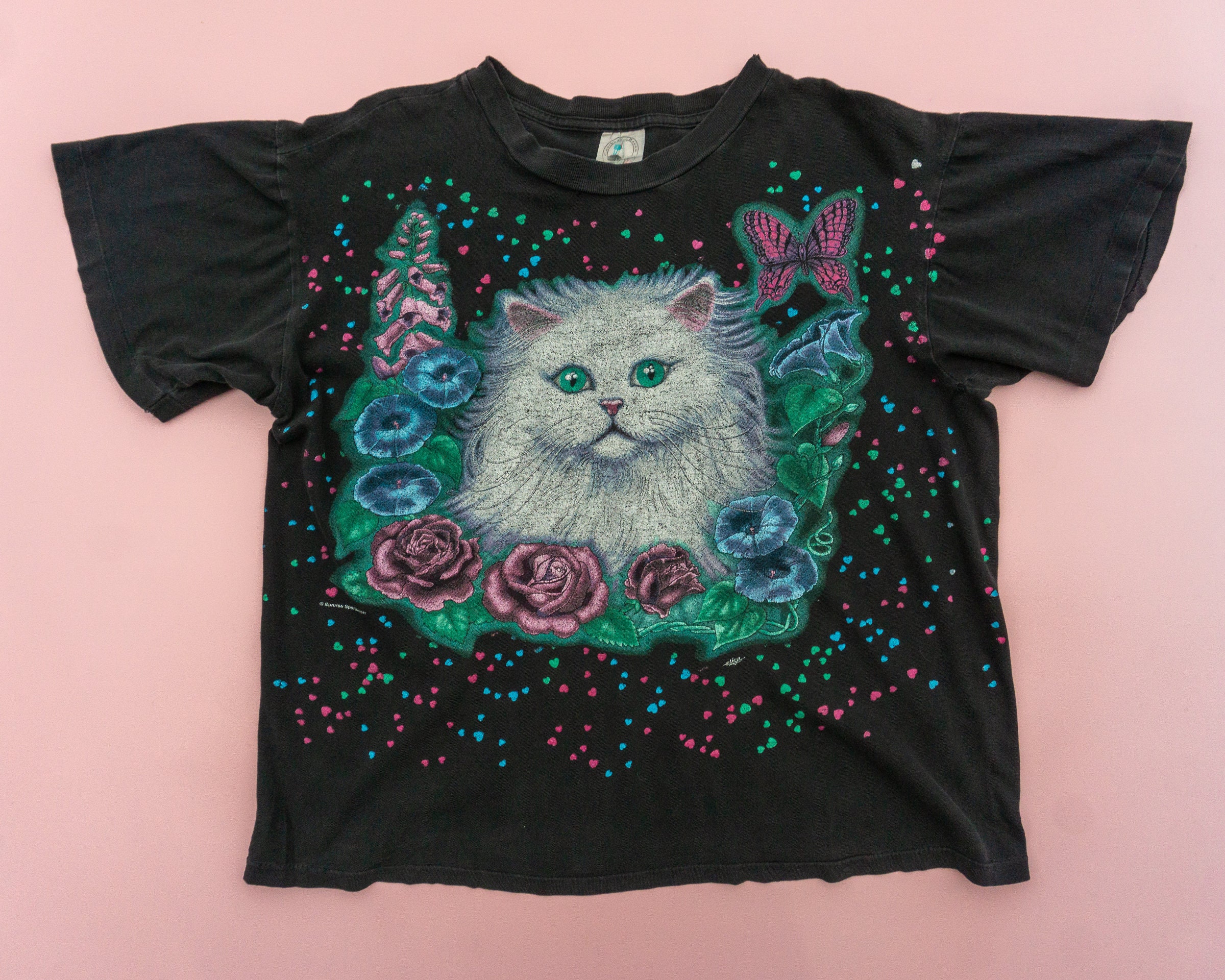 90s Vintage Cat All Over Print T-shirt Funny Vintage Graphic Tee