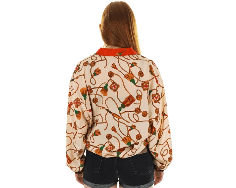 Vintage Scarf Print Blouse Vintage Baroque Print Shirt
