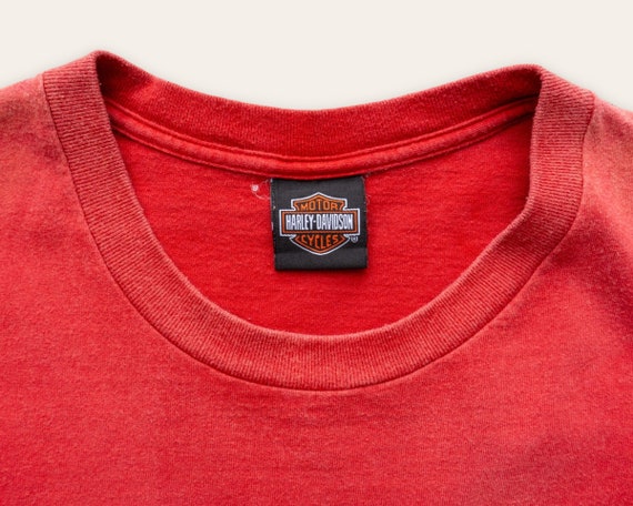 Vintage Red Harley Davidson Pocket T-Shirt | Vint… - image 4