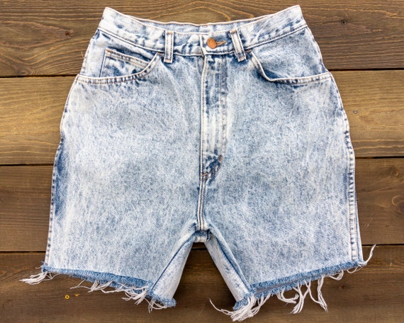 80s Vintage High Waisted Denim Shorts Size 24 | L… - image 1