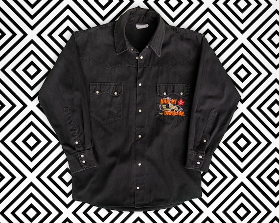 90s Vintage Harley Davidson Shirt Button up - Button Down Harley 