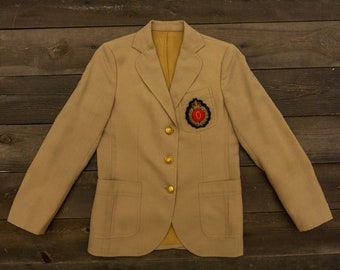 90s Vintage Blazer With Patch for Women Tan