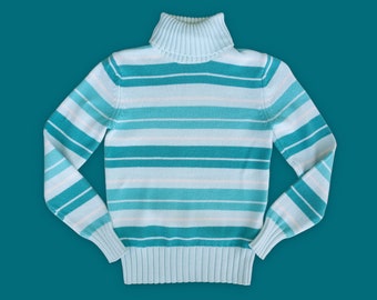90s Streetwear Sweater | Turtleneck Sweater | Striped Sweater | Chunky Sweater