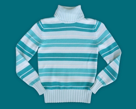 90s Streetwear Sweater | Turtleneck Sweater | Striped Sweater | Chunky Sweater