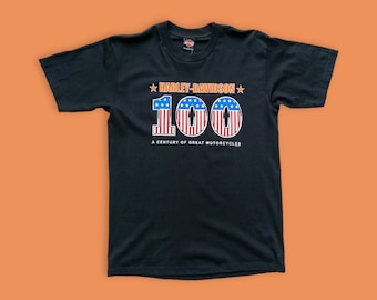 Camiseta vintage Harley Davidson - Camiseta de motociclista de los 90, negra, talla grande