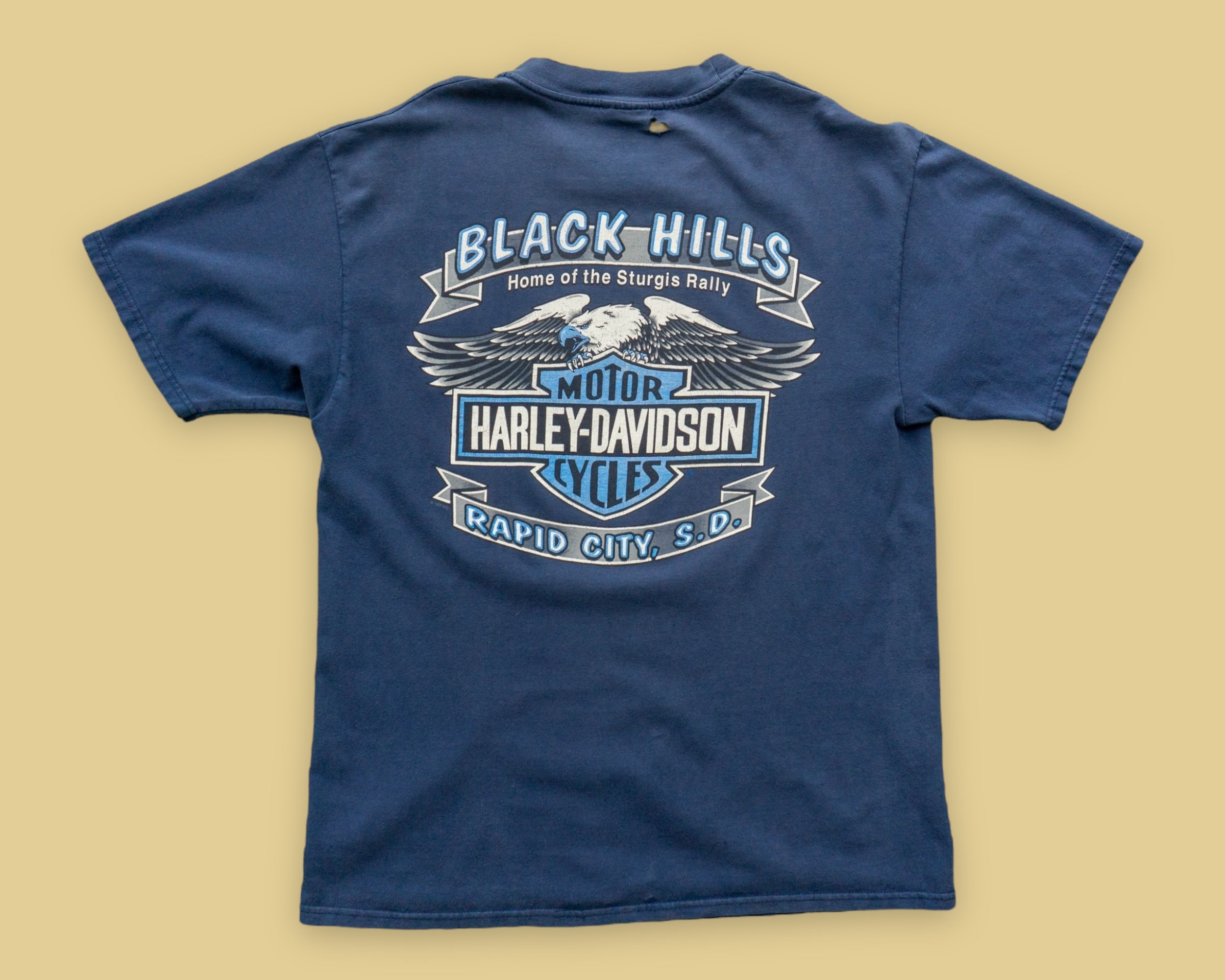 Vintage 90s Harley Davidson T-shirt | Faded Navy Blue, Sturgis SD