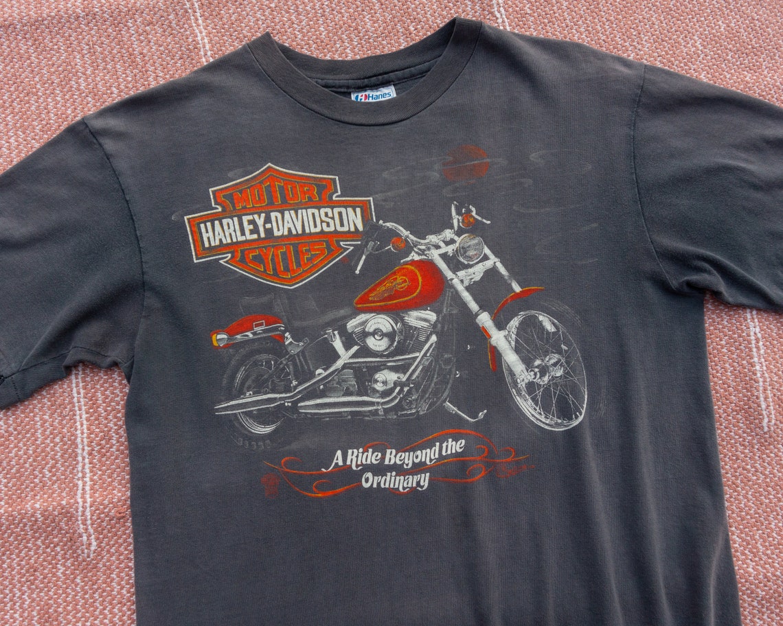 80s Vintage Harley Davidson T-shirt Faded Black Size Medium | Etsy