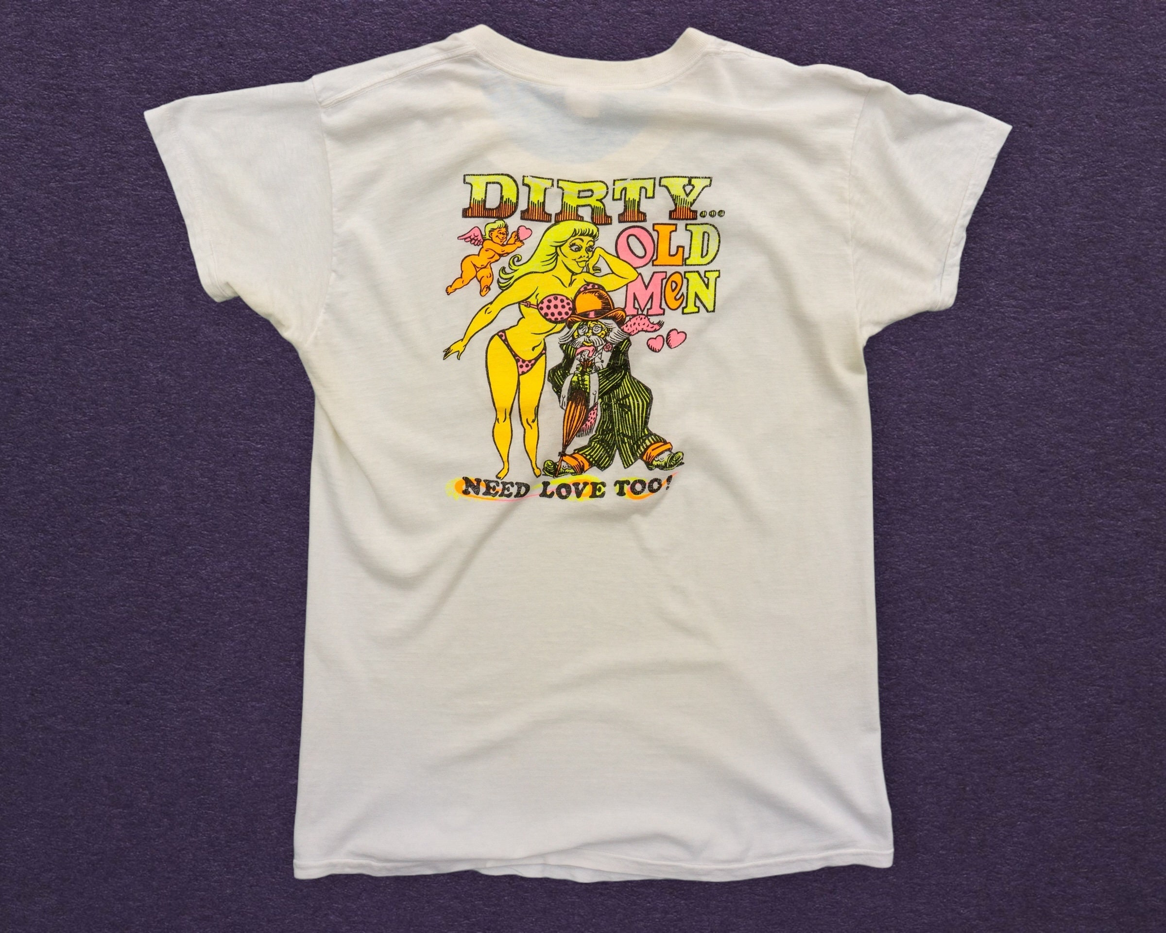 Dirty Old Men Need Love Too T-shirt - 1970s Vintage Funny T-shirt