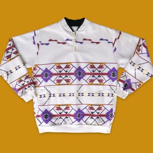 90s Southwestern Print Sweatshirt with Pockets AOP Size Large