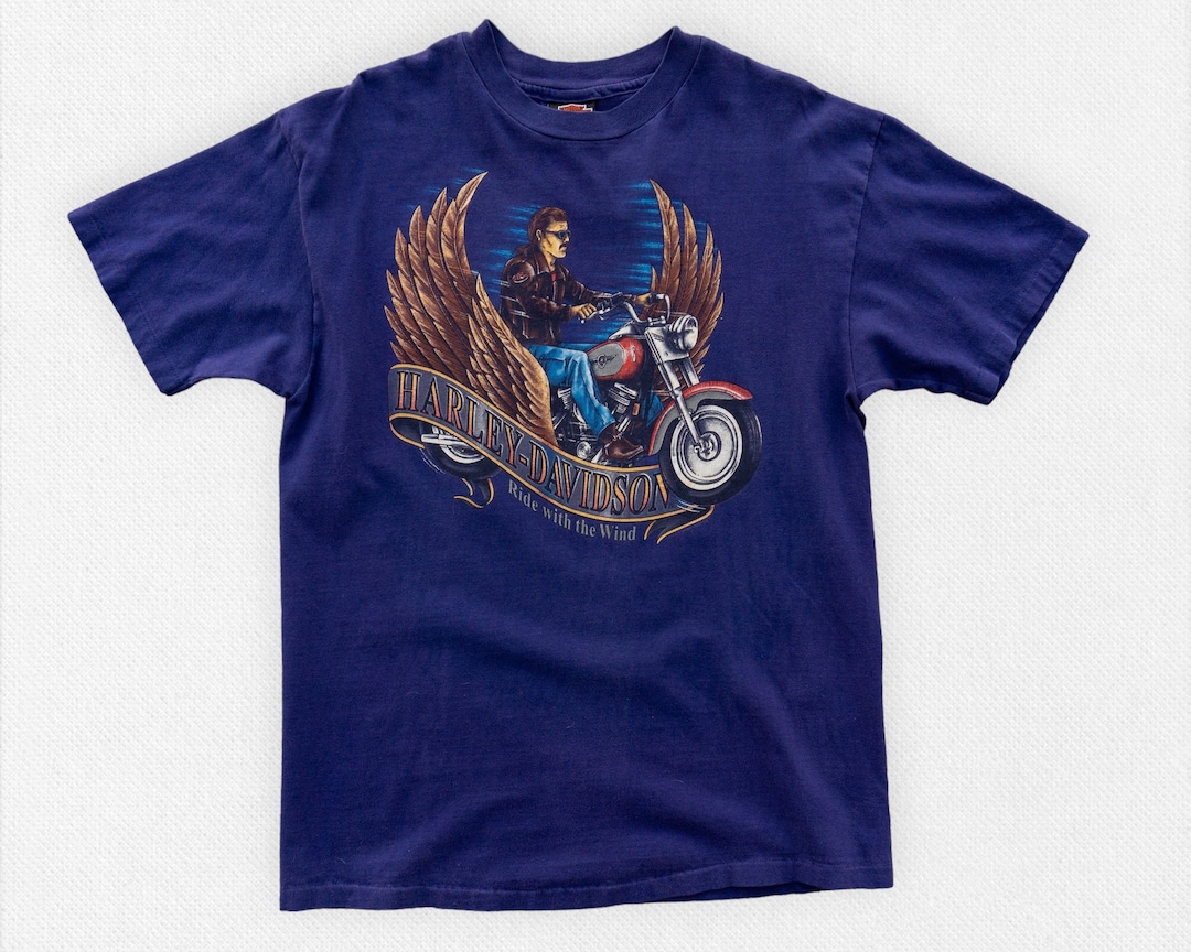 90s Vintage Harley Davidson T-shirt | Ride the Wind, Purple - Etsy