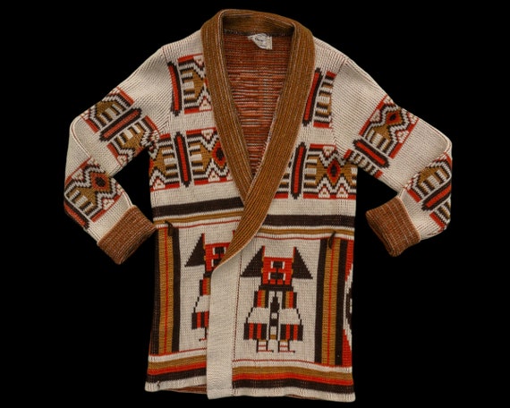 60s Vintage Southwestern Cardigan Sweater - Sweat… - image 1
