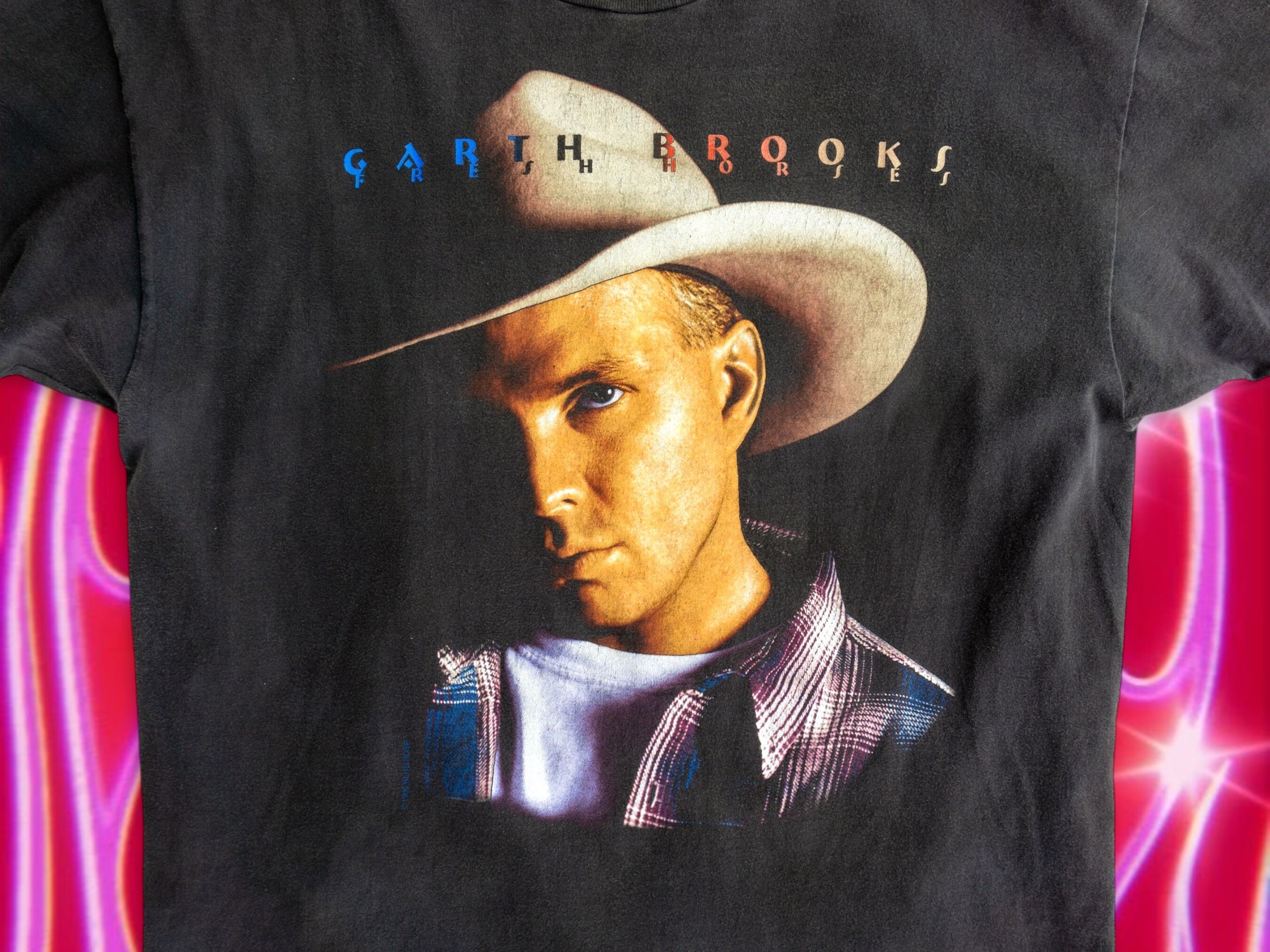 Vintage Garth Brooks Tour T shirt 90 Country T shirt Faded Black Size Large Etsy Australia