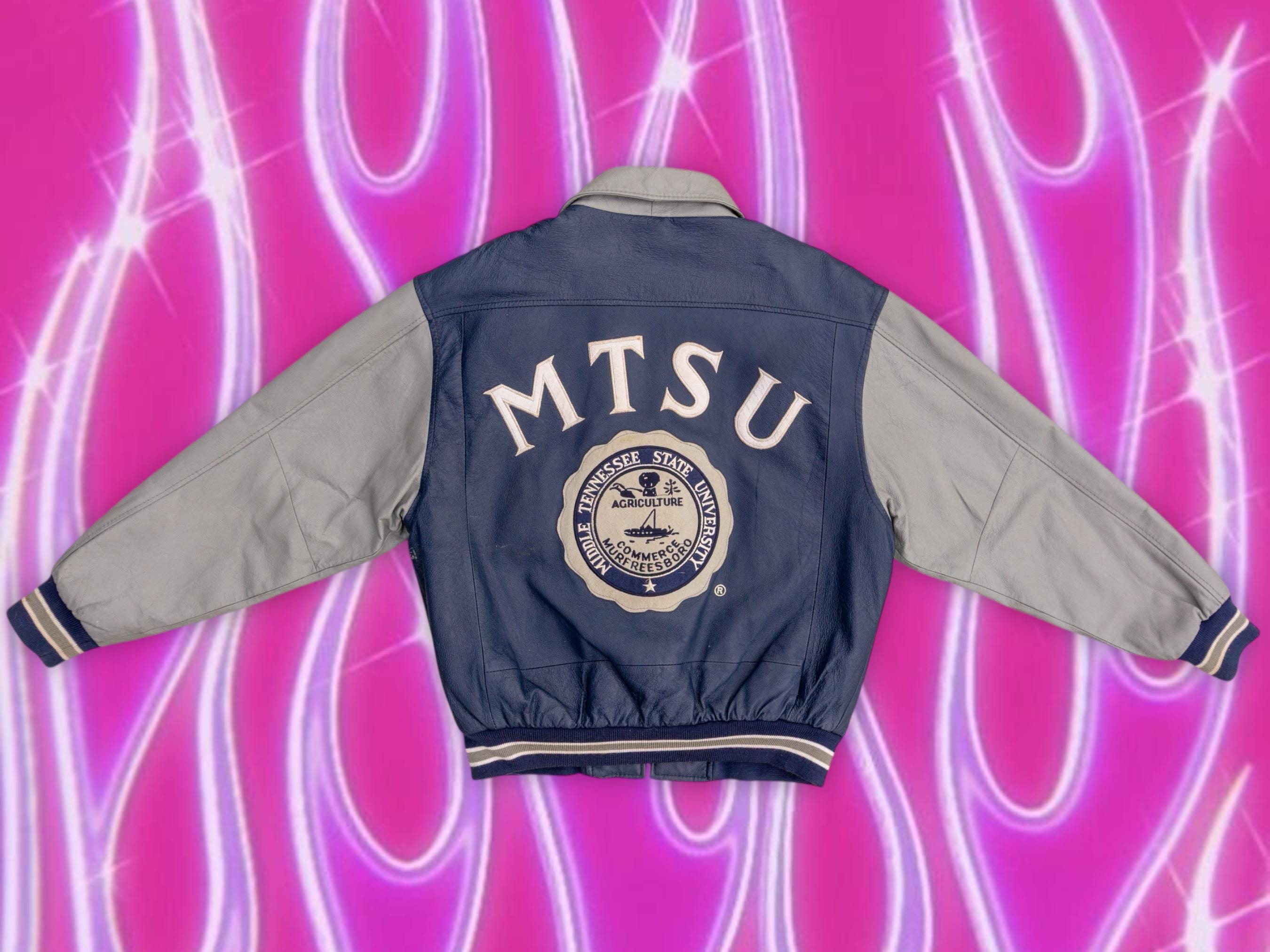 Vintage Leather MTSU Jacket Middle Tennessee State College Varsity