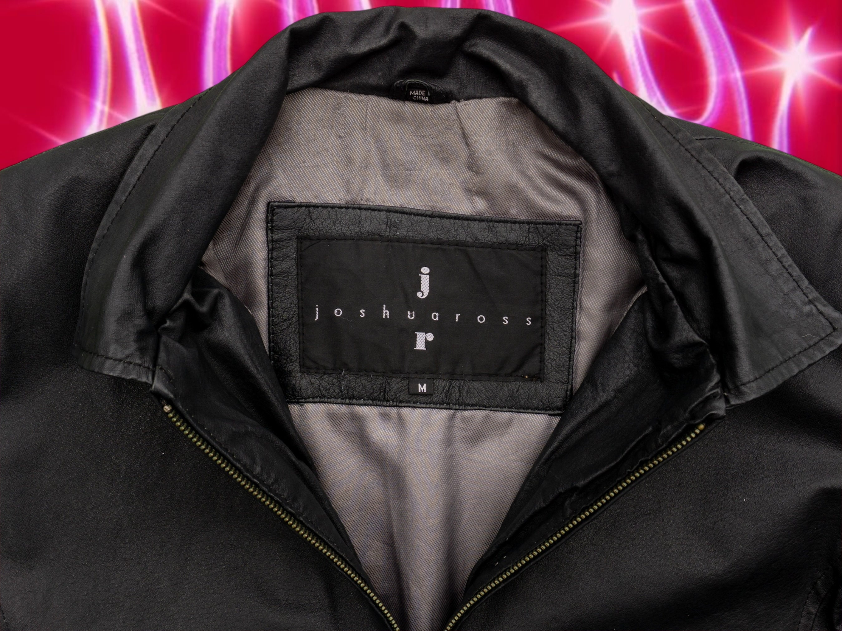 Y2K Vintage Leather Bomber Jacket, Oversized Black Men's Leather