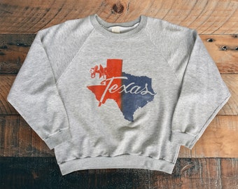 70s Vintage Texas Souvenir Sweatshirt - Thin Raglan Sweatshirt - Size Large