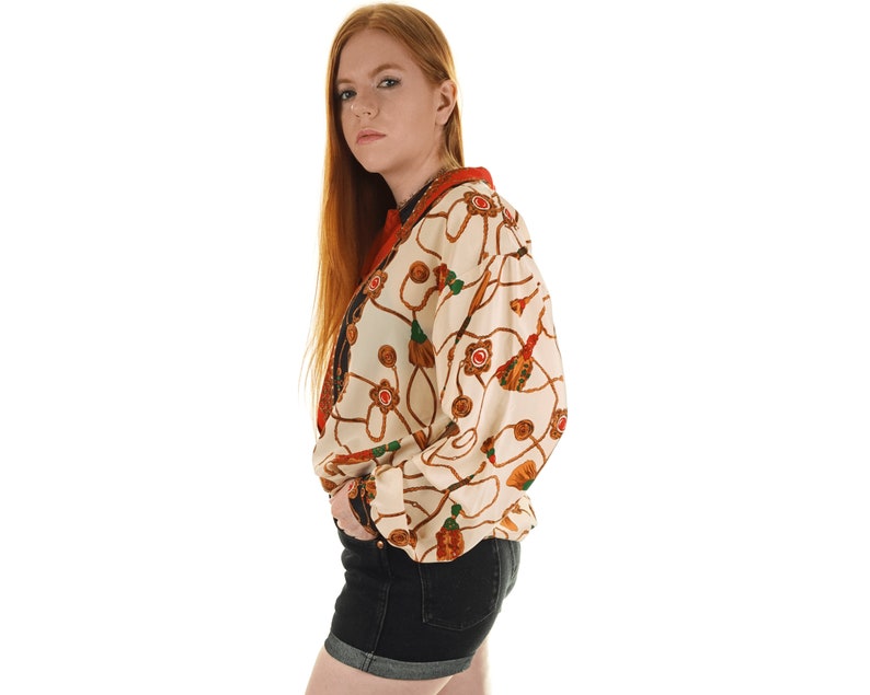 Vintage Scarf Print Blouse Vintage Baroque Print Shirt