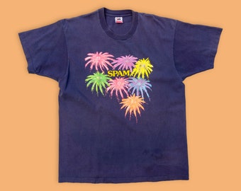 90s Vintage Spam T-Shirt - Faded Navy Blue Tee, XL