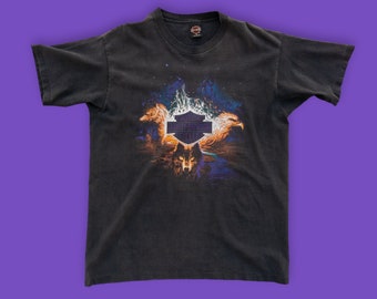 HARLEY DAVIDSON Blue flame ルーニーチューンズ 90s Vintage Harley Davidson X Looney Tunes T-shirt | Harley