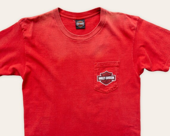 Vintage Red Harley Davidson Pocket T-Shirt | Vint… - image 2