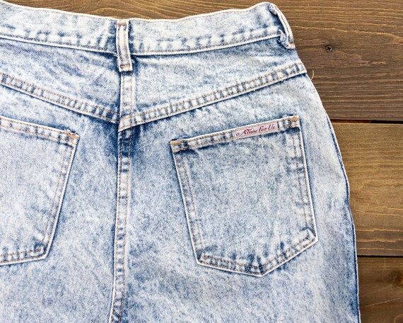 80s Vintage High Waisted Denim Shorts Size 24 | L… - image 5