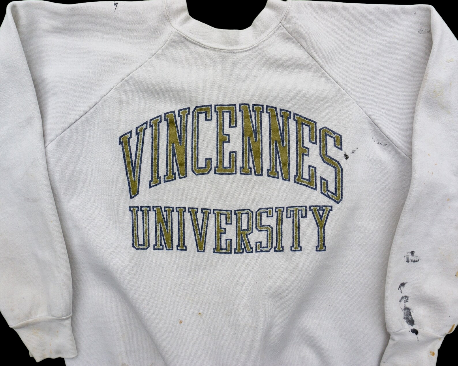 80s Vintage Vincennes University Sweatshirt Paint Splatter Sweatshirt