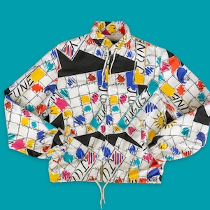 80s Vintage Nautical Print Silk Jacket | Patterned Silk