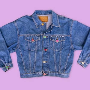 80s Vintage Jean Jacket with Jewels - Vintage Bejewled Denim Jacket - The Limited Jean Jacket - Size Large