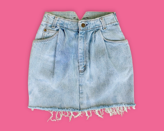 【WONDER WONDER】Vintage Relief Wash Damage Mini Denim Skirt Arkley Y2K Retro Washing Denim Midi Skirt - WONDER WONDER
