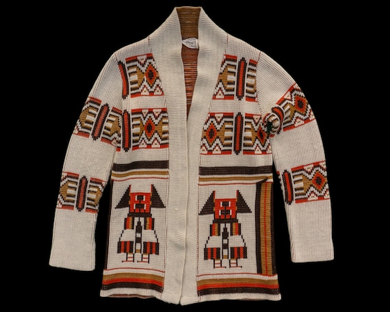 60s Vintage Southwestern Cardigan Sweater - Sweat… - image 4
