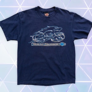 Y2K Vintage Harley Davidson Shirt | Dark Blue Harley Shirt | Harley Dealer T-Shirt | Faded Harley Shirt