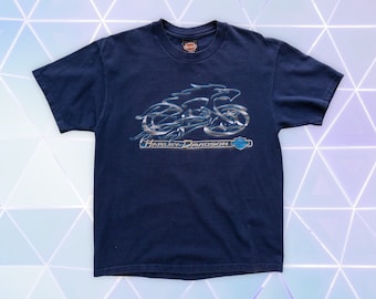 Y2K Harley Davidson T-Shirt | Dark Blue Faded Tee