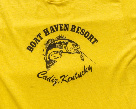 80s Vintage Souvenir Tourist T-Shirt Boat Haven R… - image 3