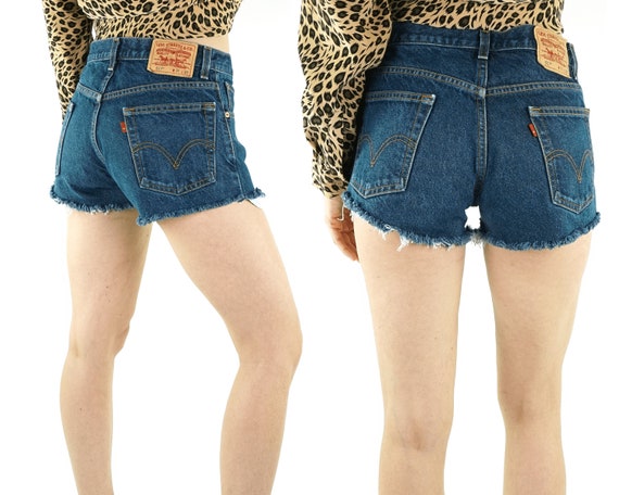 dark wash high waisted shorts