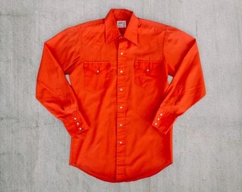 60s Vintage Cow Hand Brand Western Pearl Snap Shirt - Red, Size Medium
