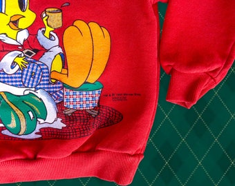 90s 80s トゥイーティー&シルベスター　ヴィンテージニット 90年代ヴィンテージ トゥイーティー バード キッズ クリスマス