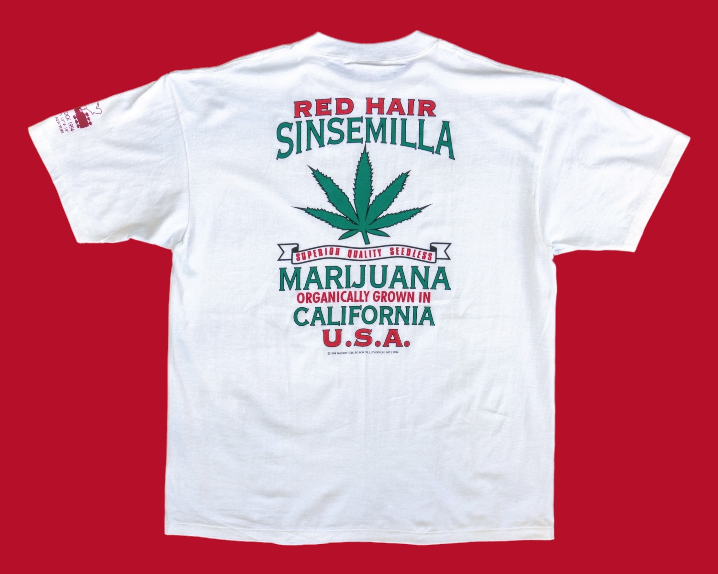 90s nude marijuana vintage shirt ヌード 90s Vintage Marijuana Shirt Red Hair Sinsemilla Woodstock 1994