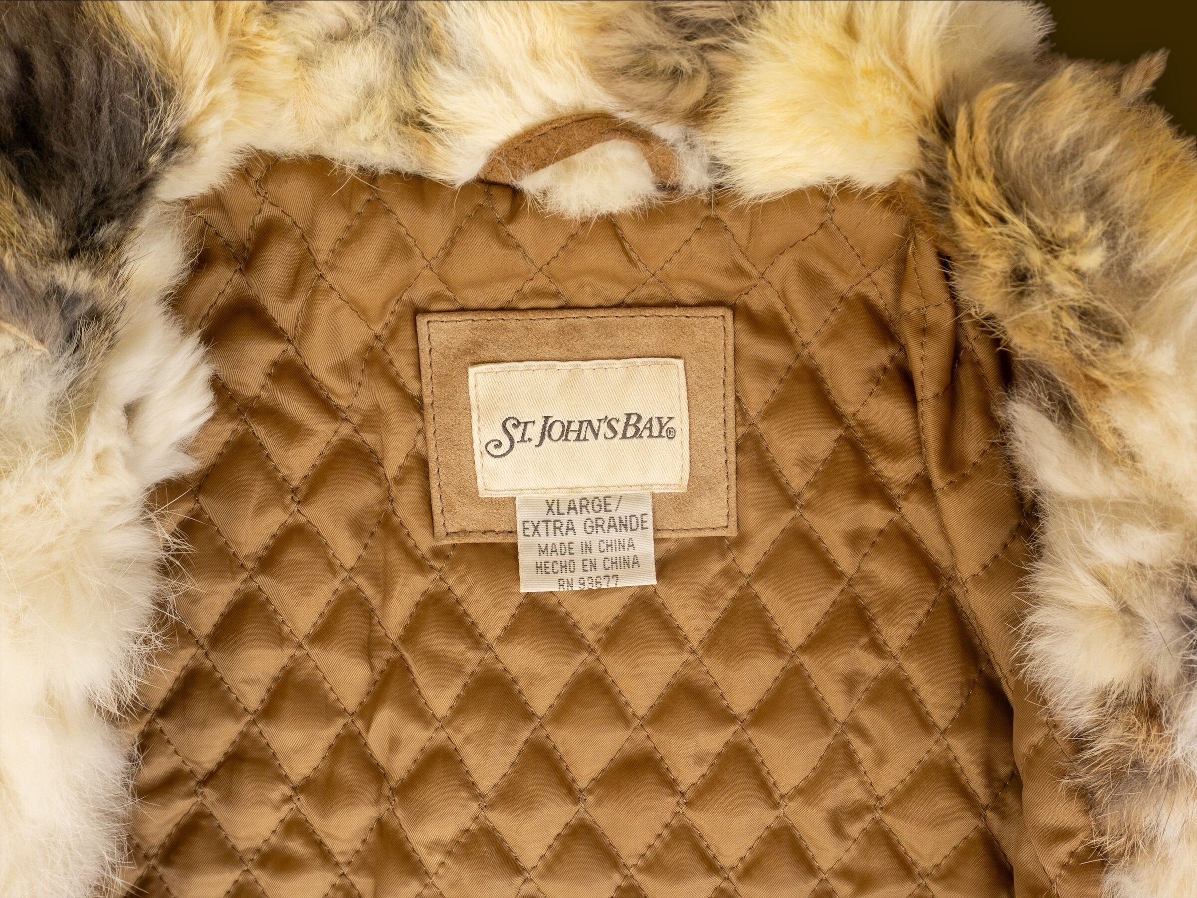 Vintage Y2K Suede Jacket With Real Rabbit Fur Collar and