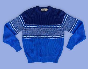 90s Ugly Knit Sweater | Vintage Dad Sweater | 90s Sweater | Chunky Knit Sweater | Blue Sweater