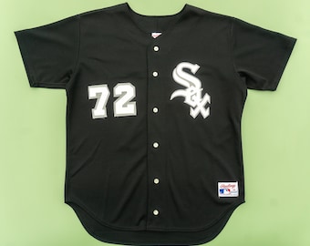 90s Vintage Carlton Fisk Chicago White Sox Baseball Jersey Black