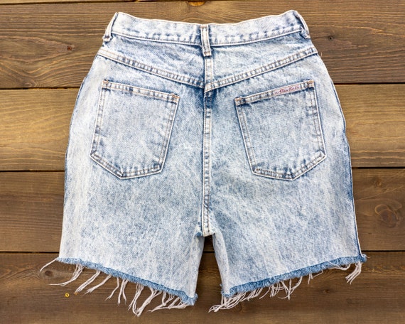 80s Vintage High Waisted Denim Shorts Size 24 | L… - image 4