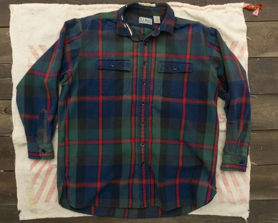 90s Thick Flannel Shirt | Heavyweight Flannel | Blue … - Gem