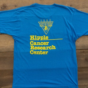 T-shirt vintage screen stars anni &#39;80 Blue Size Large / Hipple Cancer Center T-shirt / Carta Sottile Vintage T-Shirt