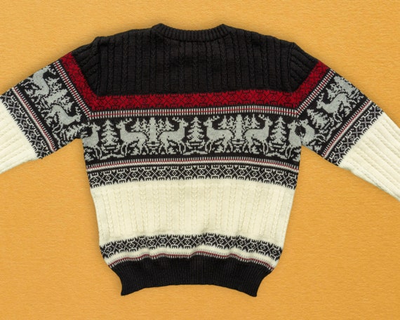 80s Vintage Christmas Sweater with Reindeer Motif… - image 4