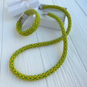 Orula kraag Ifa Babalawos Elekes Orishas, Religieuze Santeria kraal ketting en armband , Groene en gele kralen ketting